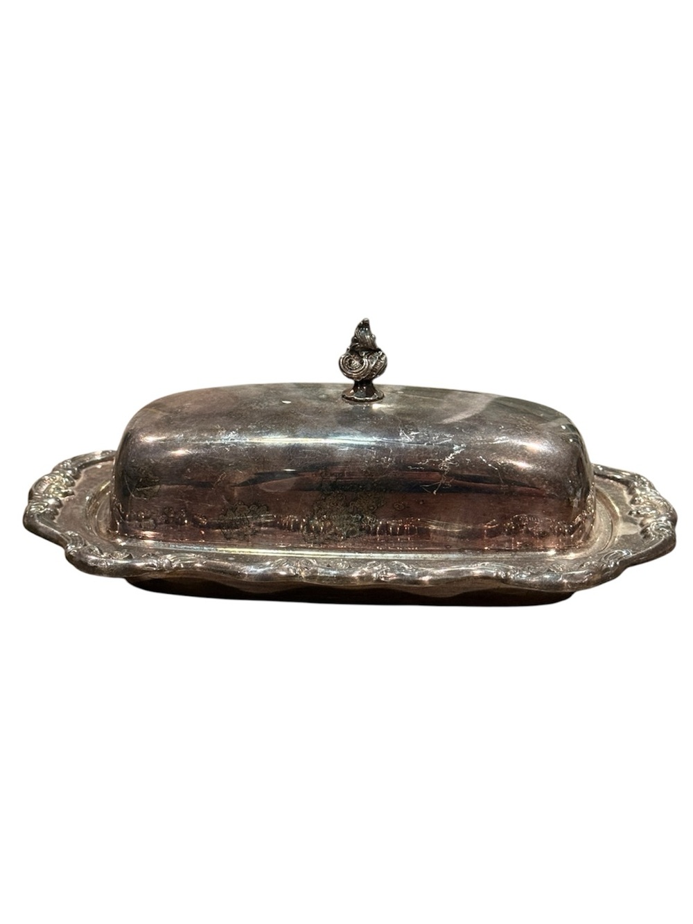 Gorham Heritage antique EP silverplate petina elaborate butter dish w/ lid